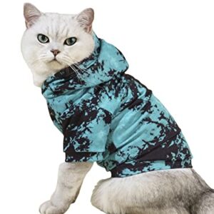 QWINEE Tie Dye Dog Hoodie Dog Sweatshirt Cat Shirt Apparel Dog Clothes for Puppy Kitten Cat Small Dogs Green XX-Small