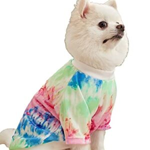 QWINEE Tie Dye Dog T Shirt Vest Dog Apparel Cat Clothes for Puppy Kitten Small Medium Large Dogs Multicolor X-Small