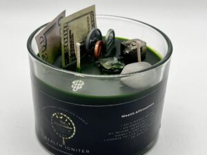 wealth igniter- cash summoning intention candle 100% soy wax 14 oz.
