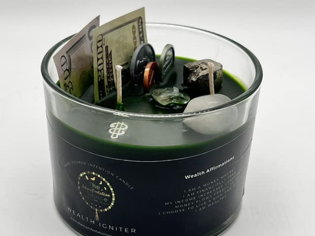 Wealth Igniter- Cash Summoning Intention Candle 100% Soy wax 14 oz.