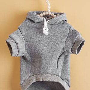 QWINEE Basic Dog Hoodie, Dog Warm Jacket, Cat Apparel, Dog Shirt, Dog Clothes for Puppy Kitten Small Medium Dogs Cats Light Grey X-Large