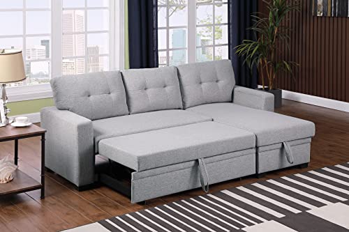 Devion Furniture Russ Sectional Sleeper Sofa Bed, Light Gray