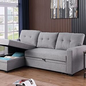 Devion Furniture Russ Sectional Sleeper Sofa Bed, Light Gray