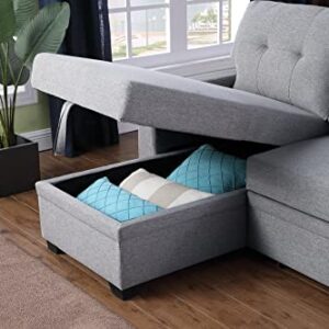 Devion Furniture Russ Sectional Sleeper Sofa Bed, Light Gray