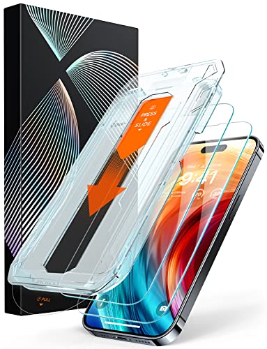 TORRAS Snapiel for iPhone 14 Pro Max Screen Protector [FoolProof Installation] Military Grade Shatterproof Full Coverage Clear Tempered Glass for iPhone 14 Pro Max 6.7", 2-Pack