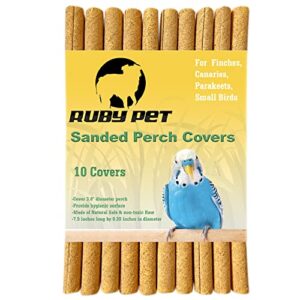 ruby pet bird perch covers - 10 count of sanded gravel paper accessories for parakeets, finches, and canaries