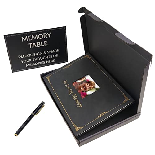 1 Set Funeral Guest Book, Memorial Guest Book Comes with Memory Table Card, Leather Guest Book for Funeral, Celebration of Life Guest Book, Funeral Guest Book for Memorial Service, Memorial Book