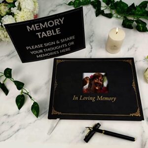 1 Set Funeral Guest Book, Memorial Guest Book Comes with Memory Table Card, Leather Guest Book for Funeral, Celebration of Life Guest Book, Funeral Guest Book for Memorial Service, Memorial Book