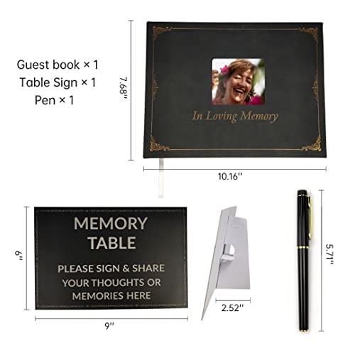 1 Set Funeral Guest Book, Memorial Guest Book Comes with Memory Table Card, Leather Guest Book for Funeral, Celebration of Life Guest Book, Funeral Guest Book for Memorial Service, Memorial Book