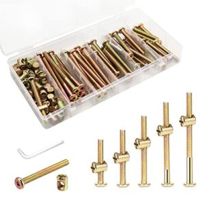 allwin crib screws hardware replacement kit - 24 set baby bed frame bolts &barrel nuts set for delta/graco/dream on me, m6x40mm/ 50mm/ 60mm/ 70mm/ 80mm hex drive socket cap screws barrel nuts
