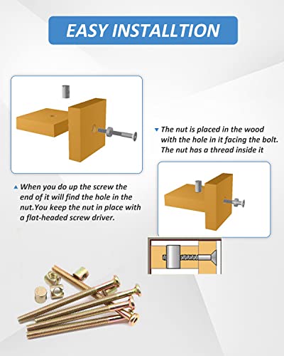 ALLWIN Crib Screws Hardware Replacement Kit - 24 Set Baby Bed Frame Bolts &Barrel Nuts Set for Delta/Graco/Dream On Me, M6x40mm/ 50mm/ 60mm/ 70mm/ 80mm Hex Drive Socket Cap Screws Barrel Nuts