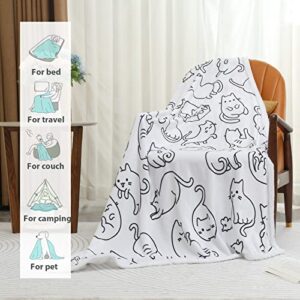 Anamee Cat Blanket Cat Lover Gifts for Women, Cute Cat Throw Blanket Gift for Mom, Cat Lovers and Girls, Kawaii Soft Lightweight Flannel Blankets Birthday Gift for Kids Adults 50"x60"