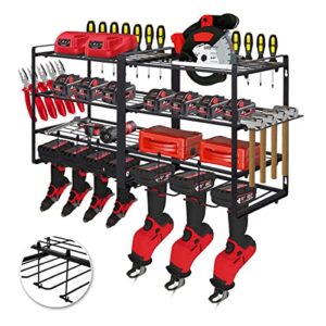 takekit power tool organizer wall mount, 4 tiers large capacity cordless tool organizer, drill holder wall mount with 7 slots, heavy duty power tool storage rack