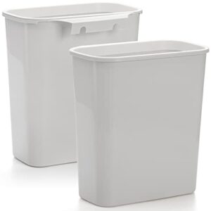 zeayea 2 pack hanging trash can, 2 gallon plastic cabinet door trash can, slim waste bin with rim to fix trash bag, small wastebasket for kitchen, cupboard, office, bathroom, bedroom