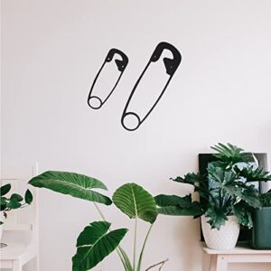 2 Pack Large Hanging Metal Safety Pins Wall Decor - Laundry Room Home Decoration, Iron Art Decoration with 4 Expansion Screws