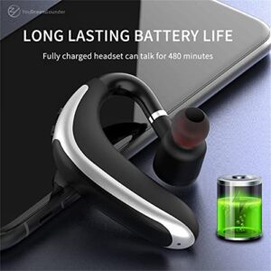 Qiopertar Wireless Bluetooth Headset 5.0 in Ear Wireless Car Driving Headset Single Handfr Ipx5 Waterproof Headset with Microphone Noise Canceling Deep Bass Stereo Sound for Travel Work