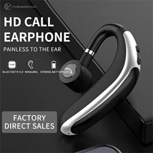 Qiopertar Wireless Bluetooth Headset 5.0 in Ear Wireless Car Driving Headset Single Handfr Ipx5 Waterproof Headset with Microphone Noise Canceling Deep Bass Stereo Sound for Travel Work