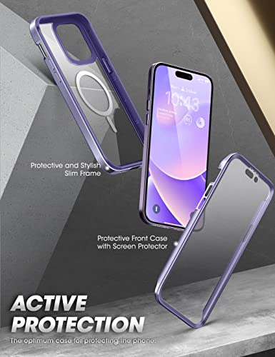 SUPCASE Unicorn Beetle Edge Mag Case for iPhone 14 Pro Max 6.7", Compatible with MagSafe Slim Frame Clear Protective Case with Built-in Screen Protector (Mauve)