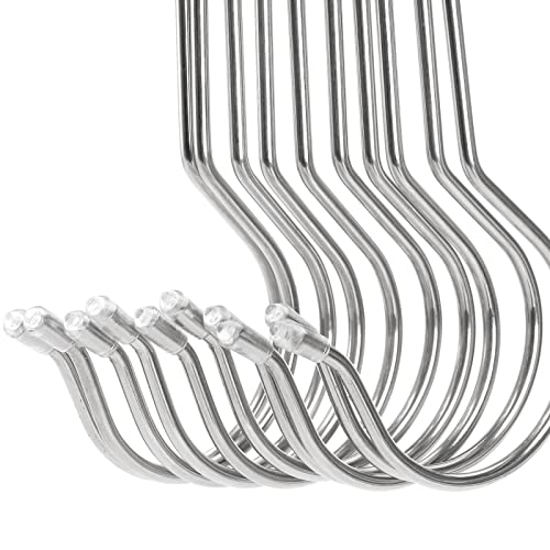 Frcctre 30 Pack Stainless Steel S Hooks Large S Shape Hanging Hooks, 8"/12"/16" Utility Heavy Duty Metal Long S Hooks for Garden Kitchen Bathroom Wardrobe, Indoor & Outdoor Use