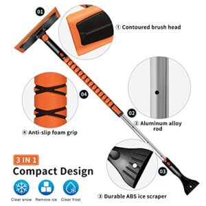 Ice Scrapers Extendable Snow Brush for Car Windshield, 35.8" Upgraded Snow Scraper Snow Ice Removal Broom with Anti-Slip Long Handle, Extra Reinforced Ice Snow Sweep Snow Cleaner for Car, Truck, SUV