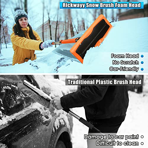 Ice Scrapers Extendable Snow Brush for Car Windshield, 35.8" Upgraded Snow Scraper Snow Ice Removal Broom with Anti-Slip Long Handle, Extra Reinforced Ice Snow Sweep Snow Cleaner for Car, Truck, SUV