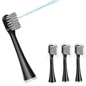 flossing toothbrush heads replacement, 3 count, sonic tooth brushes and water flosser combo water-pick brush head… (compact size, black)