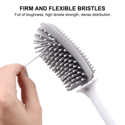 SetSail Silicone Toilet Brush, 2 Pack Toilet Bowl Brush and Holder Toilet Scrubber with Silicone Bristles Flat Flexible Toilet Brushes for Bathroom with Holder Toilet Cleaner Brush