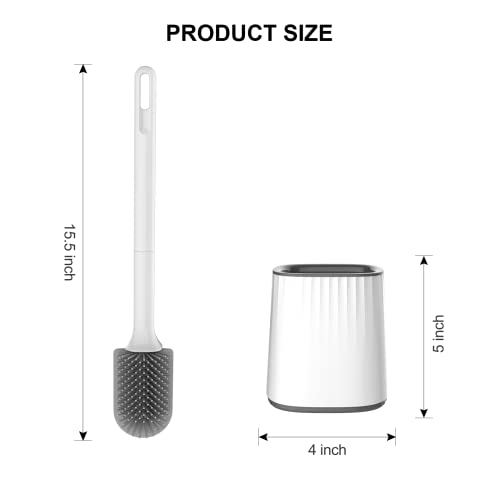 SetSail Silicone Toilet Brush, 2 Pack Toilet Bowl Brush and Holder Toilet Scrubber with Silicone Bristles Flat Flexible Toilet Brushes for Bathroom with Holder Toilet Cleaner Brush