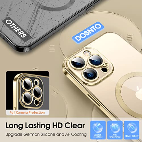 Magnetic Clear for iPhone 13 Pro Case with MagSafe [Integrated Camera Protection Glass] [Bare iPhone Exterior] Silicone Cover Slim Thin [Non-Yellowing] Anti-Fingerprint Scratch Wireless Charging