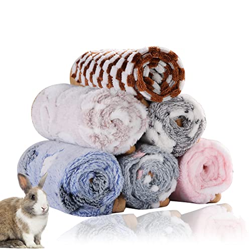 Grddaef Guinea Pig Fleece Blankets 6 Pieces Waterproof & Washable Small Animal Cage Liners Sleep Mat Bedding Pad for Hamster Chinchilla Rabbit Hedgehog (M-24 x 16 Inch)