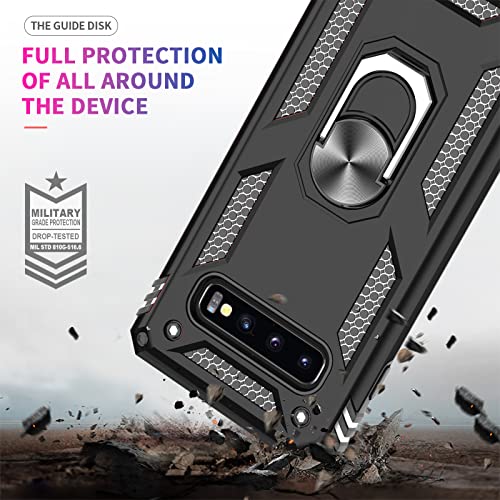 LeYi for Samsung Galaxy S10 Case [Not Fit S10 Plus], Samsung S 10 Case with [2 PCS] 3D Curved Screen Protector and Camera Lens Protector, Military-Grade Phone Case with Ring Stand for S10, Black