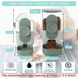 Lemtrflo Hanging Automatic Food Water Dispenser,Gravity Rabbit Feeder and Water Dispenser Set,Cage Cat Food and Water Dispenser Food Bowl for Bunny Chinchilla Guinea Pig Hedgehog Ferret