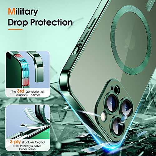 DOSNTO for iPhone 13 Pro Max Case Clear with MagSafe [Integrated Camera Glass] Magnetic Silicone Phone Case Slim Thin Women Men Cover [Non-Yellowing] Anti-Fingerprint Scratch Wireless Charging