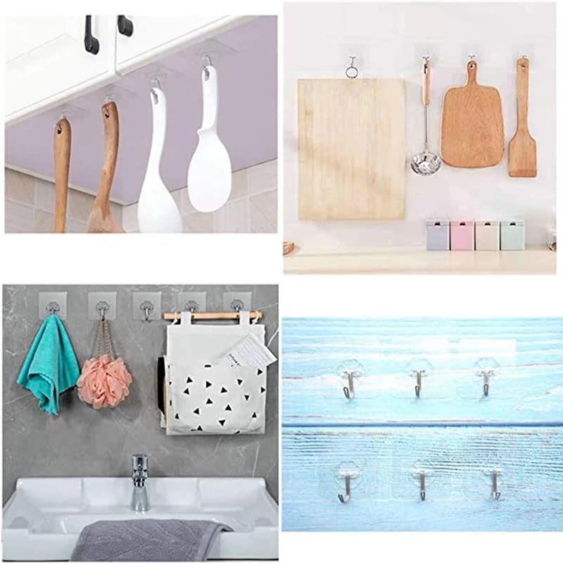 Pure Touch 20PCS Adhesive Wall Hooks Waterproof Heavy Duty 20LBS max for Bathroom Kitchen Outdoor Car Coat Hanger