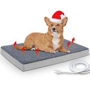 outdoor heated pet bed，orthopedic foam heating pet bed for small, medium, large and dogs/cats - auto temperature control outdoor heated cat pad- with removable washable cover - water-resistant pet mat