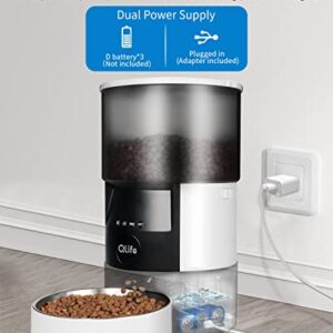 QLIFE Automatic Cat Dog Feeder: Dry Food Dispenser for Dog, Auto Pet Feeder, Portion Control Automatic Dog Feeder (Black WiFi, 3L)