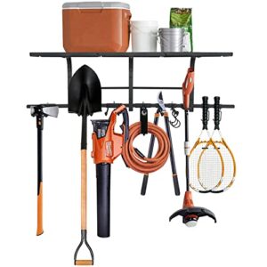 uyoyous Garage Organizers and Storage 47.2Inch Large Wall Mount Garage Rack Heavy Duty Garage Storage System with 9 Removable Hooks Load 290 lbs Tool Hanger Rack