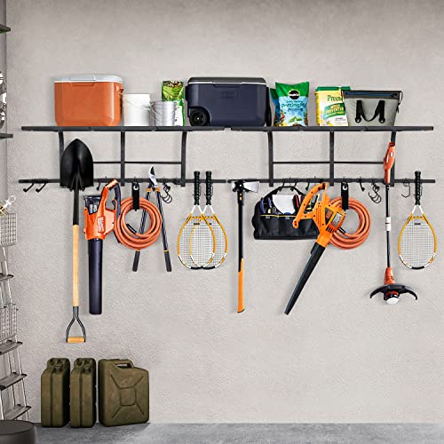 uyoyous Garage Organizers and Storage 47.2Inch Large Wall Mount Garage Rack Heavy Duty Garage Storage System with 9 Removable Hooks Load 290 lbs Tool Hanger Rack