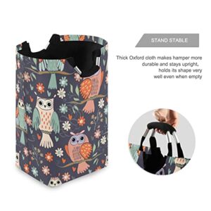 Kigai Sweet Owl Large Laundry Baskets Waterproof Collapsible with Handles Dirty Clothes Organizer Toy Storage Basketfor College Dorms Laundry Room Bedroom Bathroom