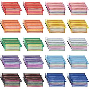 jarlink 80 pack mesh zipper pouch, pouch bulk in 10 colors, multipurpose storage bags for organizing makeup essentials, travel accessories, office, school and teacher supplies