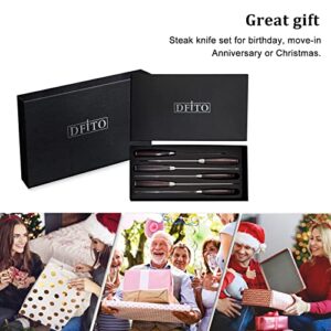 Dfito 6 Pieces Serrated Steak Knives Set, Ultra Sharp Fine Edge Steak Knife Set, Pakkawood Handle Steak Knoves,with Gift Box.