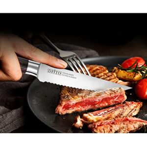 Dfito 6 Pieces Serrated Steak Knives Set, Ultra Sharp Fine Edge Steak Knife Set, Pakkawood Handle Steak Knoves,with Gift Box.