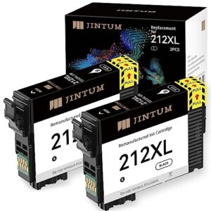 jintum 212xl ink cartridge black remanufactured epson 212 ink cartridges for epson 212xl t212xl for use with expression home xp-4100 xp-4105 workforce wf-2850 wf-2830 printer (2 black)