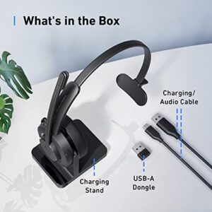 AnkerWork H300 Bluetooth Mono Headset with Leading Noise Cancelling Performance via CVC and 2 Mics, Bluetooth 5.1 with Dongle for PC and Phone, 60 Hours Talk Time, for Meetings/Classes/Call Centers