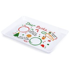 nefelibata santa cookie plate christmas serving tray plastic cookies for santa platter and tray treat rectangular plate christmas eve gift for kids xmas holiday sharing snack home decorations supplies