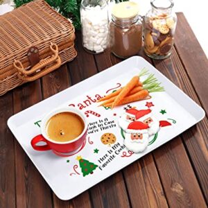 Nefelibata Santa Cookie Plate Christmas Serving Tray Plastic Cookies for Santa Platter and Tray Treat Rectangular Plate Christmas Eve Gift for Kids Xmas Holiday Sharing Snack Home Decorations Supplies