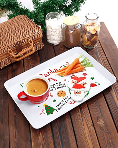 Nefelibata Santa Cookie Plate Christmas Serving Tray Plastic Cookies for Santa Platter and Tray Treat Rectangular Plate Christmas Eve Gift for Kids Xmas Holiday Sharing Snack Home Decorations Supplies