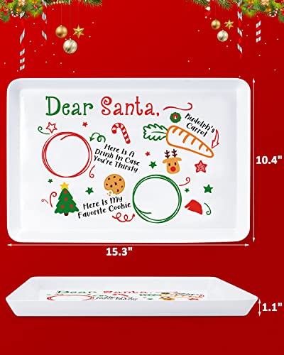 Nefelibata Santa Cookie Plate Christmas Serving Tray Plastic Cookies for Santa Platter and Tray Treat Rectangular Plate Christmas Eve Gift for Kids Xmas Holiday Sharing Snack Home Decorations Supplies