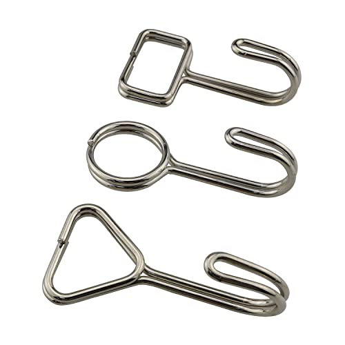 HSCGIN 6pcs Stainless Steel Closet Rod Hooks Round/Rectangular/Triangle J Hooks Black/Silver for Hanging Clothes, Hats, Belts, Bags