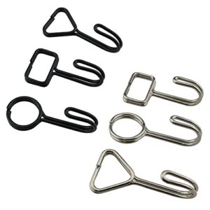 hscgin 6pcs stainless steel closet rod hooks round/rectangular/triangle j hooks black/silver for hanging clothes, hats, belts, bags